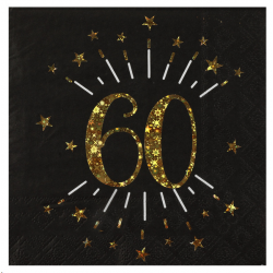 SERVIETTE - 60 ans or/noir...