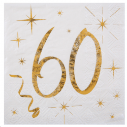 SERVIETTE - 60 ans blanche...