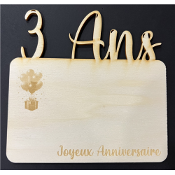 Carte bois - 15/15cm - 3 Ans